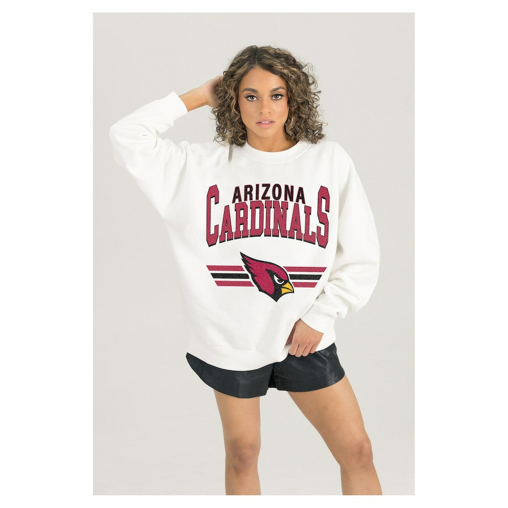 Arizona Cardinals Gameday Couture Women's Swift Strike Premium Oversized Fleece Pullover Sweatshirt White | NFL