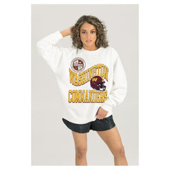 Washington Commanders Gameday Couture Women's Oversized Hard Earned Premium Fleece Pullover Sweatshirt White | NFL