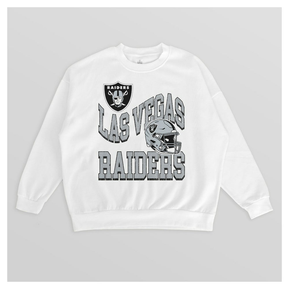 Las Vegas Raiders Gameday Couture Women's Oversized Hard Earned Premium Fleece Pullover Sweatshirt White | NFL