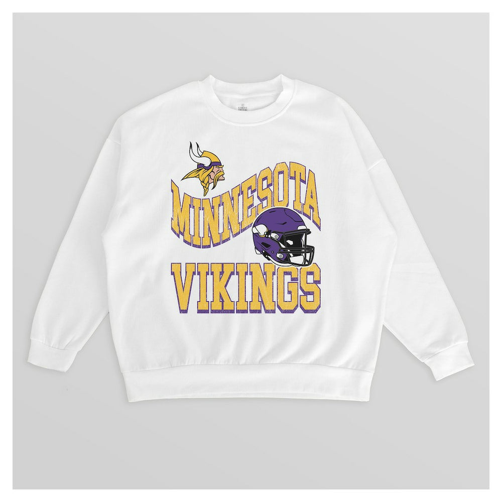 Minnesota Vikings Gameday Couture Women's Oversized Hard Earned Premium Fleece Pullover Sweatshirt White | NFL
