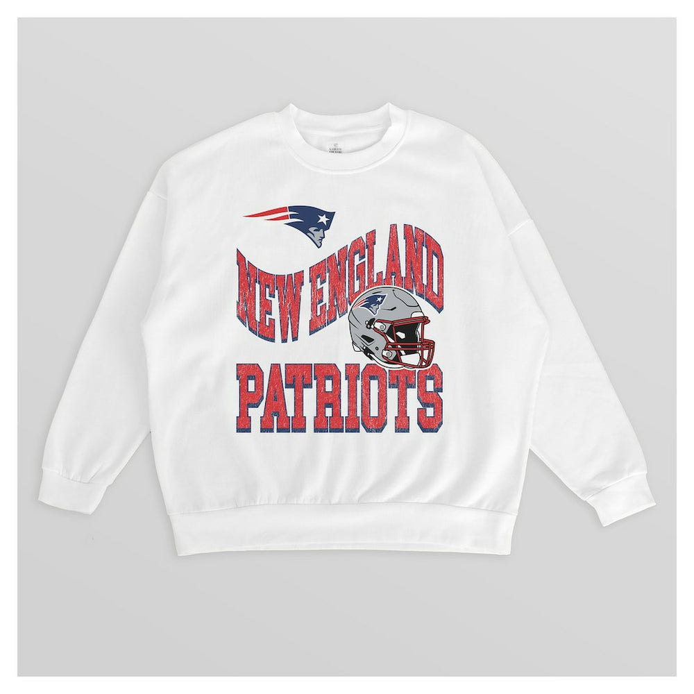 New England Patriots Gameday Couture Women's Oversized Hard Earned Premium Fleece Pullover Sweatshirt White | NFL