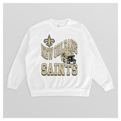 New Orleans Saints Gameday Couture Women's Oversized Hard Earned Premium Fleece Pullover Sweatshirt White | NFL