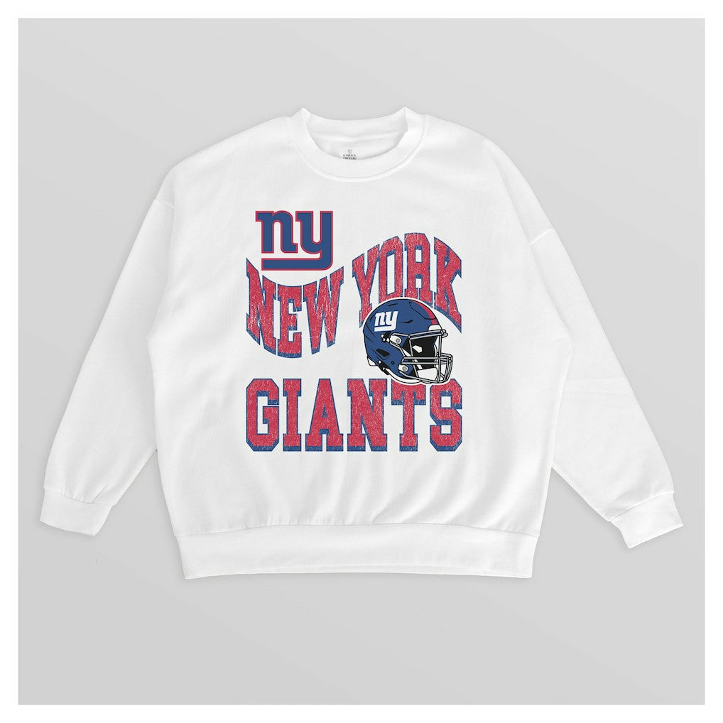 New York Giants Gameday Couture Women's Oversized Hard Earned Premium Fleece Pullover Sweatshirt White | NFL