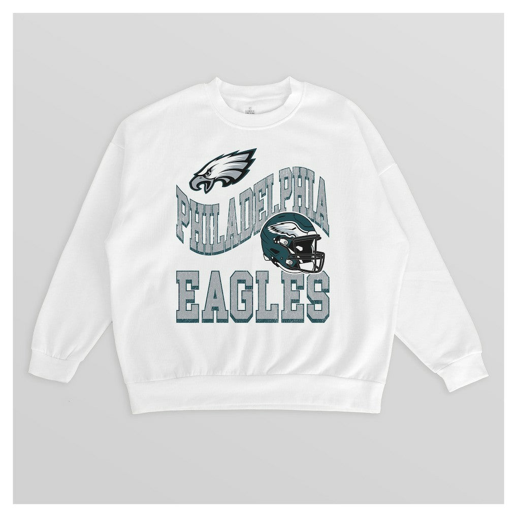 Philadelphia Eagles Gameday Couture Women's Oversized Hard Earned Premium Fleece Pullover Sweatshirt White | NFL