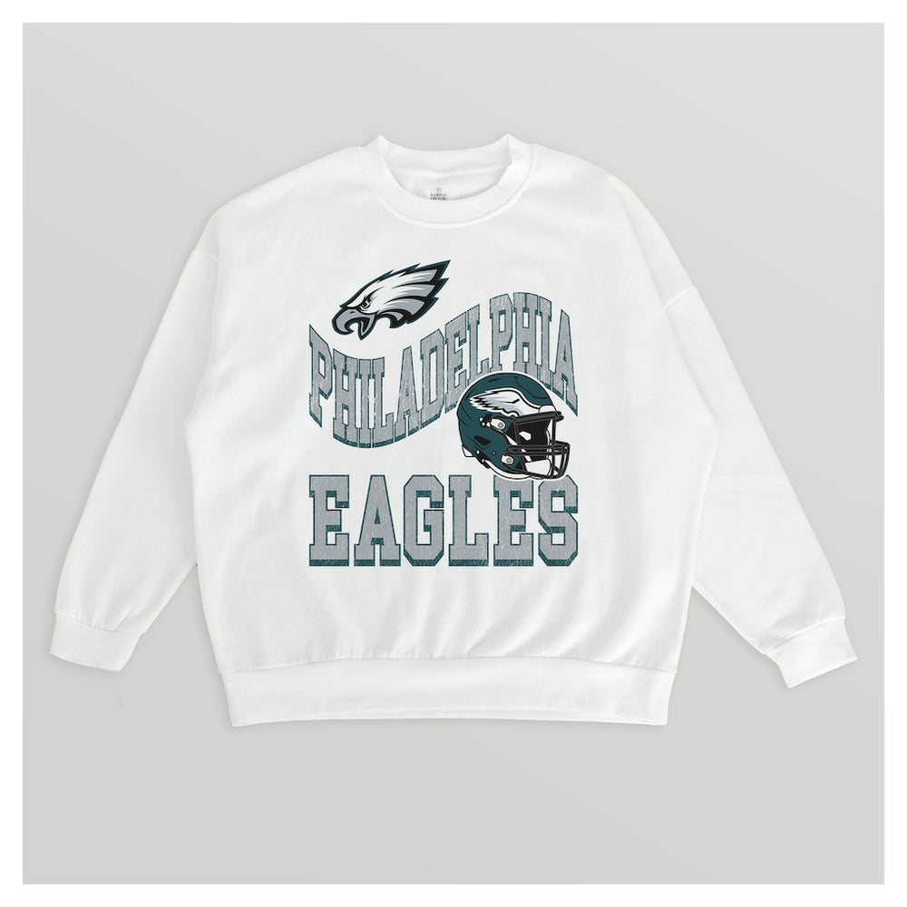 Philadelphia Eagles Gameday Couture Women's Oversized Hard Earned Premium Fleece Pullover Sweatshirt White | NFL
