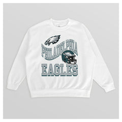 Philadelphia Eagles Gameday Couture Women's Oversized Hard Earned Premium Fleece Pullover Sweatshirt White | NFL