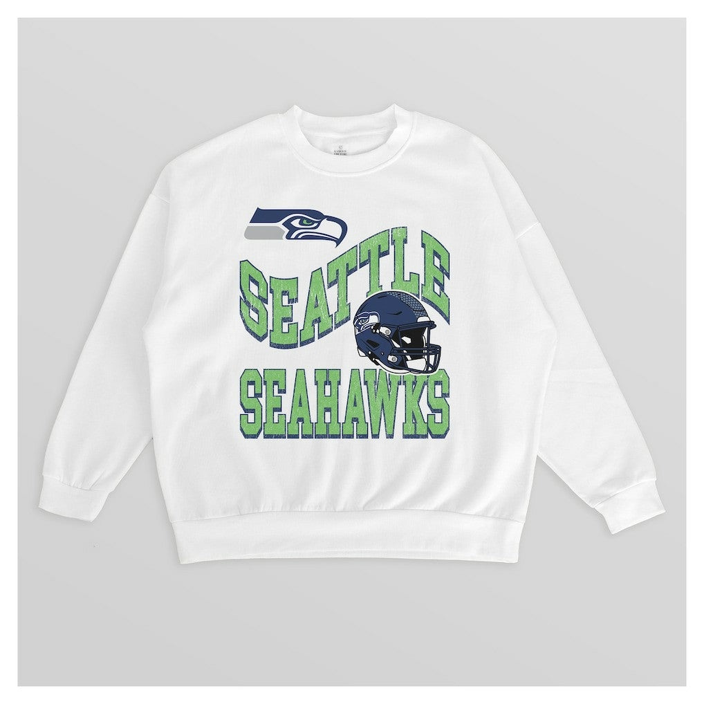Seattle Seahawks Gameday Couture Women's Oversized Hard Earned Premium Fleece Pullover Sweatshirt White | NFL
