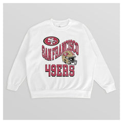 San Francisco 49ers Gameday Couture Women's Oversized Hard Earned Premium Fleece Pullover Sweatshirt White | NFL