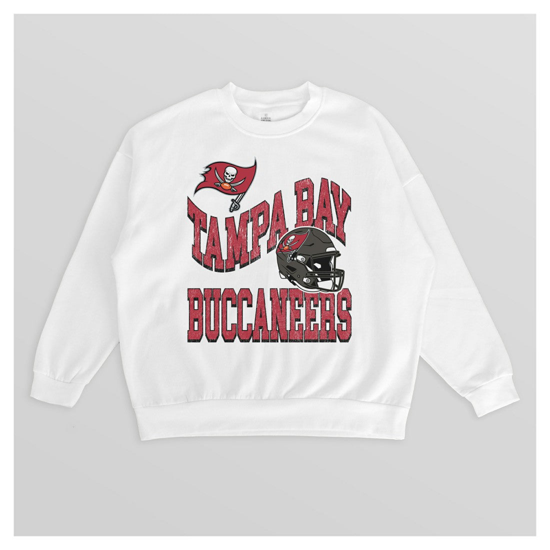 Tampa Bay Buccaneers Gameday Couture Women's Oversized Hard Earned Premium Fleece Pullover Sweatshirt White | NFL