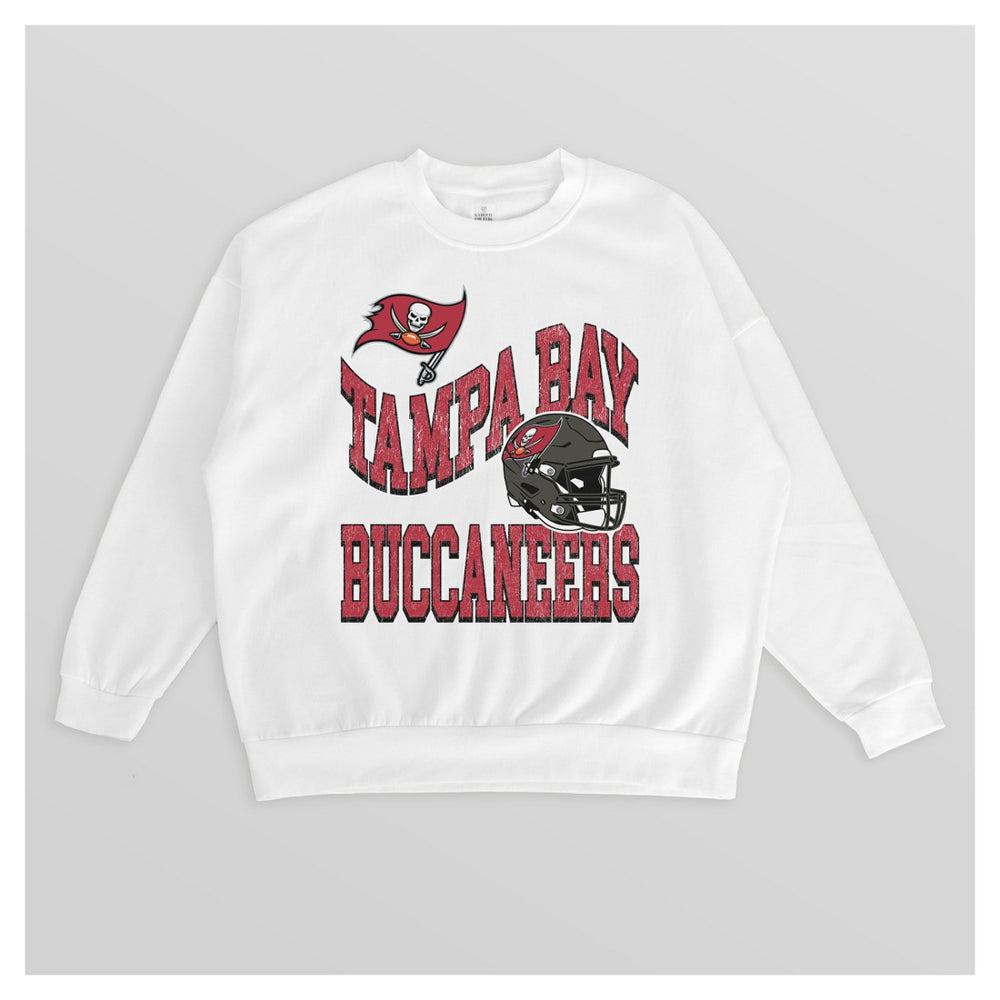 Tampa Bay Buccaneers Gameday Couture Women's Oversized Hard Earned Premium Fleece Pullover Sweatshirt White | NFL