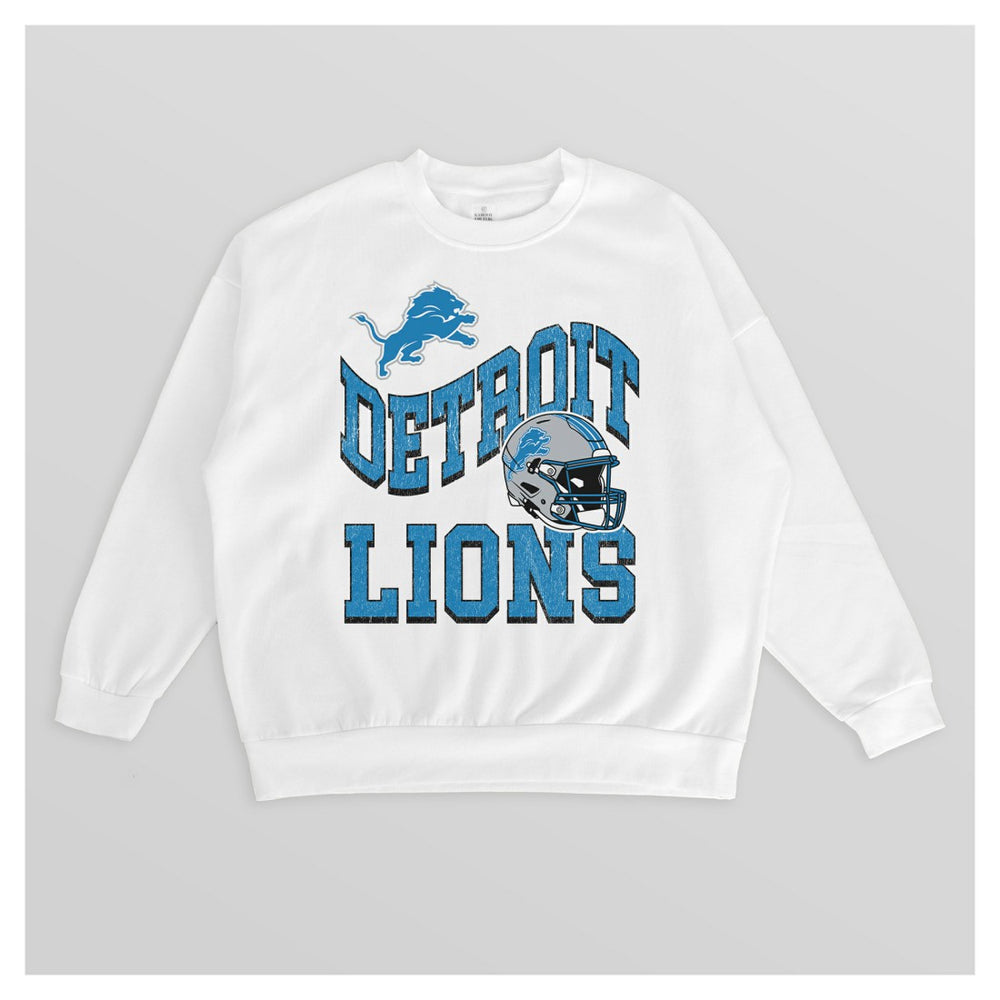 Detroit Lions Gameday Couture Women's Oversized Hard Earned Premium Fleece Pullover Sweatshirt White | NFL