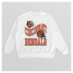 Cincinnati Bengals Gameday Couture Women's Oversized Hard Earned Premium Fleece Pullover Sweatshirt White | NFL