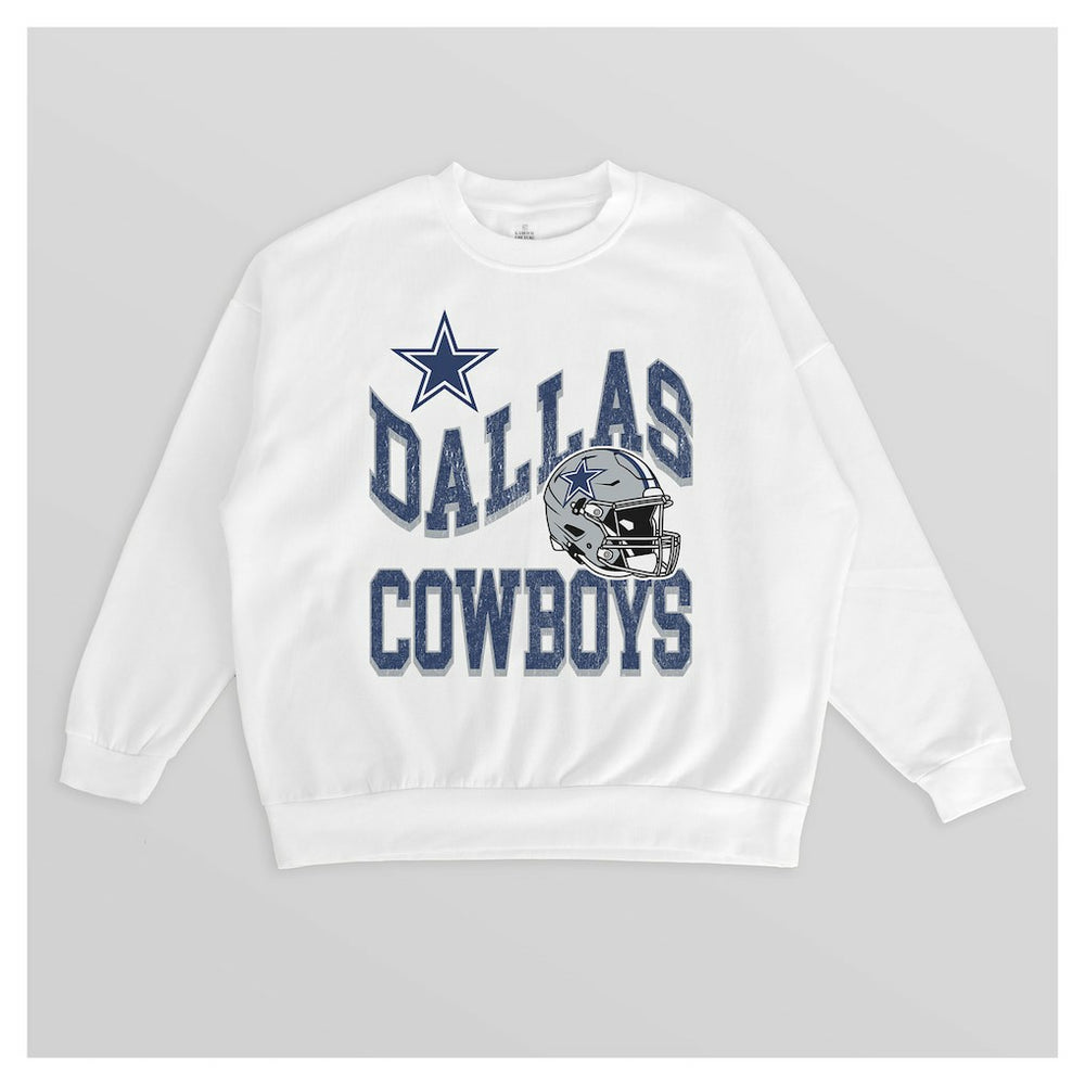 Dallas Cowboys Gameday Couture Women's Oversized Hard Earned Premium Fleece Pullover Sweatshirt White | NFL