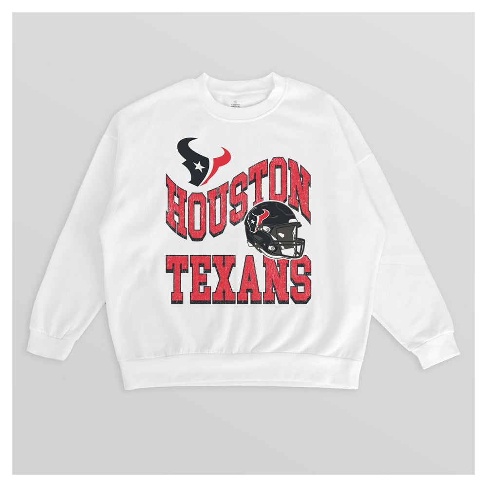 Houston Texans Gameday Couture Women's Oversized Hard Earned Premium Fleece Pullover Sweatshirt White | NFL