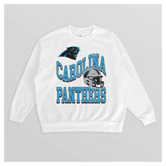 Carolina Panthers Gameday Couture Women's Oversized Hard Earned Premium Fleece Pullover Sweatshirt White | NFL