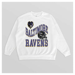 Baltimore Ravens Gameday Couture Women's Oversized Hard Earned Premium Fleece Pullover Sweatshirt White | NFL