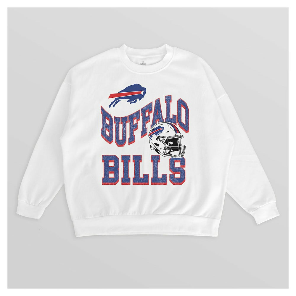 Buffalo Bills Gameday Couture Women's Oversized Hard Earned Premium Fleece Pullover Sweatshirt White | NFL