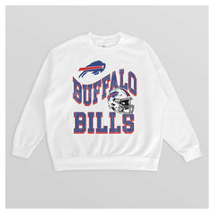 Buffalo Bills Gameday Couture Women's Oversized Hard Earned Premium Fleece Pullover Sweatshirt White | NFL