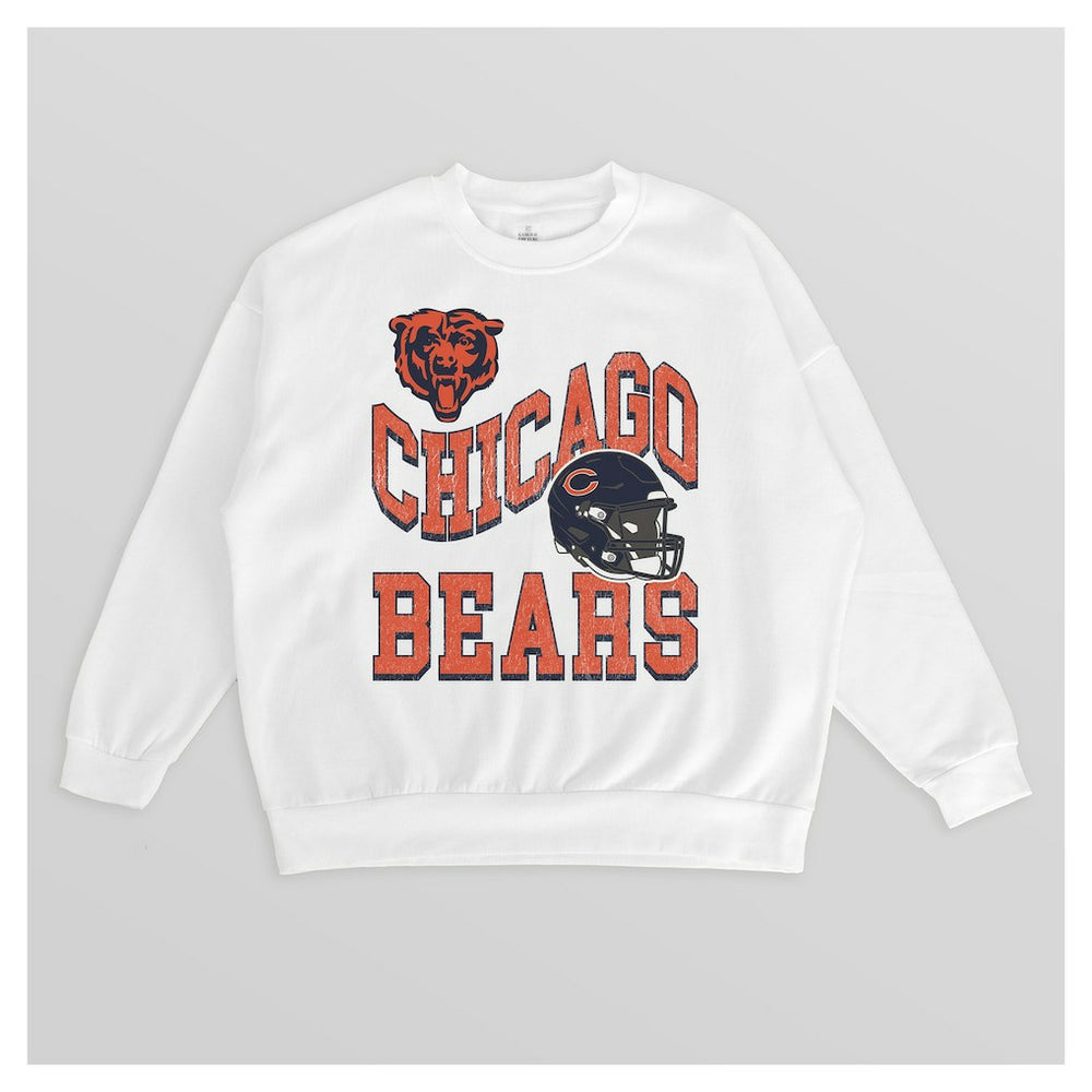 Chicago Bears Gameday Couture Women's Oversized Hard Earned Premium Fleece Pullover Sweatshirt White | NFL
