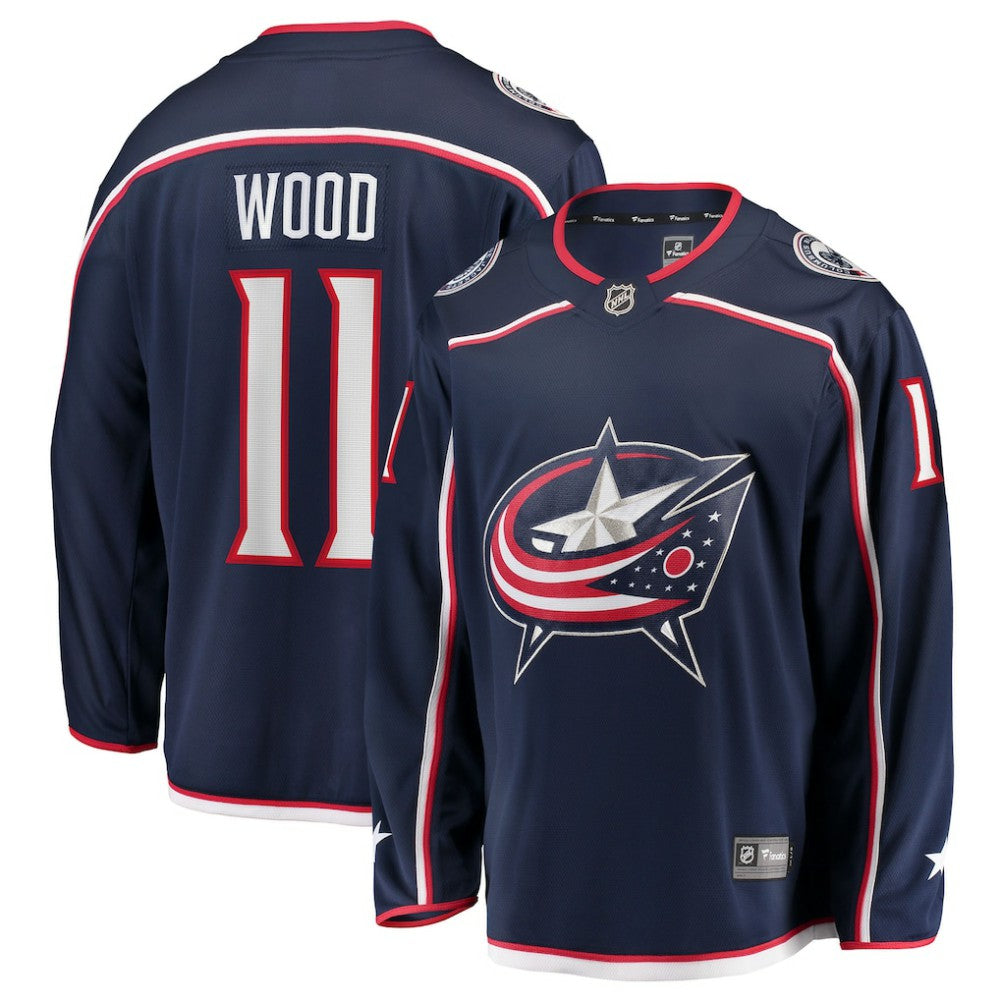 Miles Wood Columbus Blue Jackets Fanatics Home Breakaway Jersey - Navy - NHL