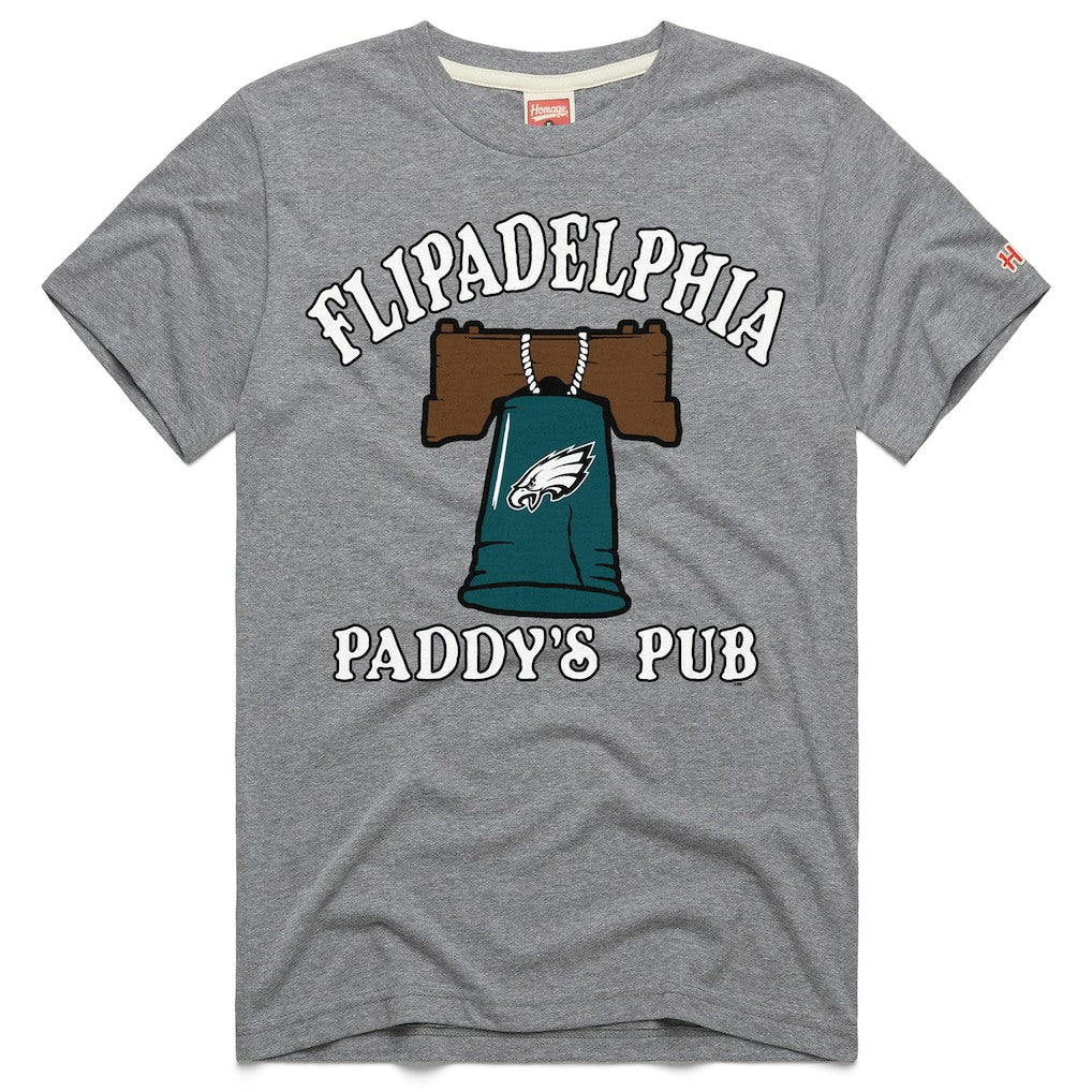 Philadelphia Eagles x It's Always Sunny in Philadelphia Homage Unisex Flipadelphia Paddy's Pub Tri-Blend T-Shirt Gray | NFL