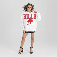 Buffalo Bills Gameday Couture Women's Classic Sunday Drives Oversized Premium Fleece Pullover Sweatshirt White | NFL