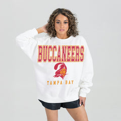 Tampa Bay Buccaneers Gameday Couture Women's Classic Sunday Drives Oversized Premium Fleece Pullover Sweatshirt White | NFL