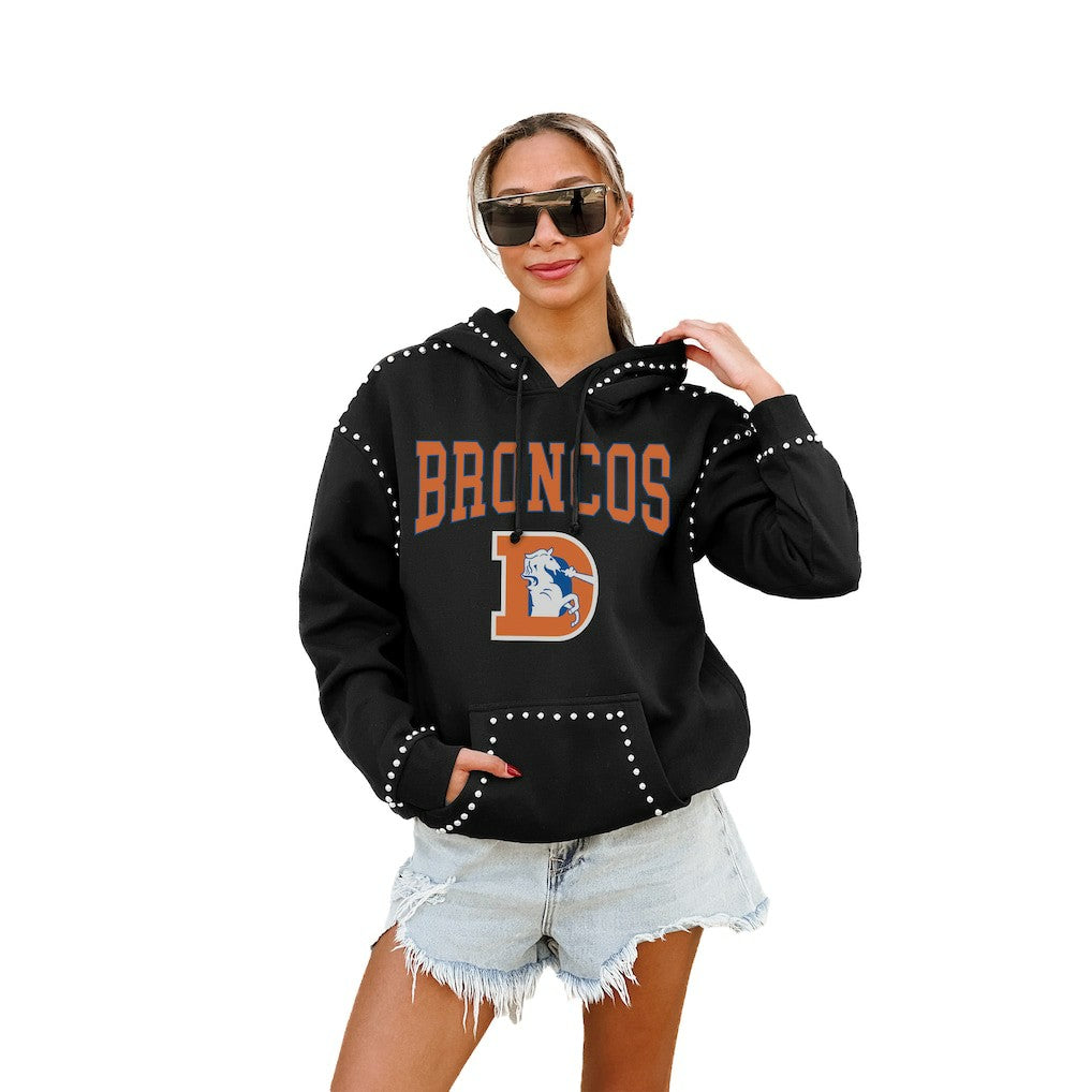 Denver Broncos Gameday Couture Women's Studded Pullover Hoodie Black | NFL