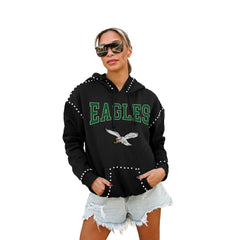 Philadelphia Eagles Gameday Couture Women's Studded Pullover Hoodie Black | NFL