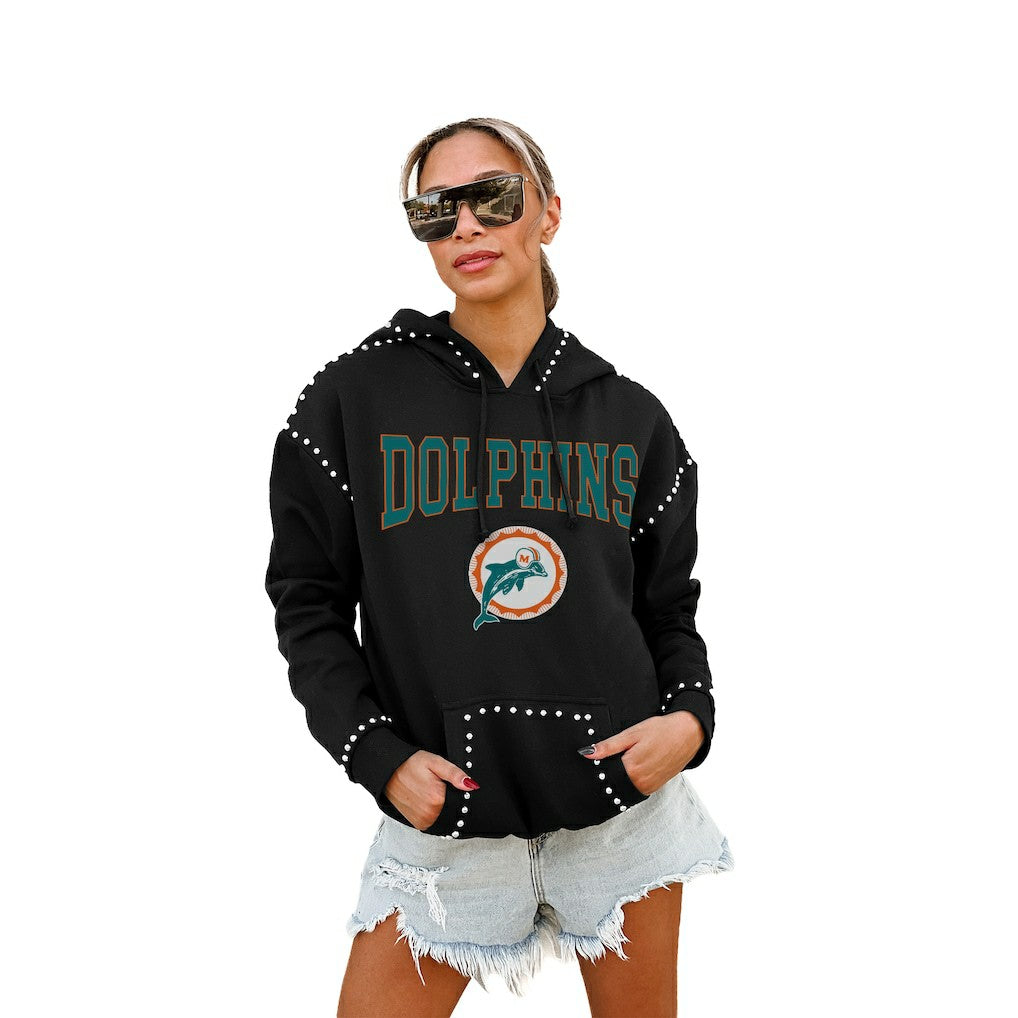 Miami Dolphins Gameday Couture Women's Studded Pullover Hoodie Black | NFL