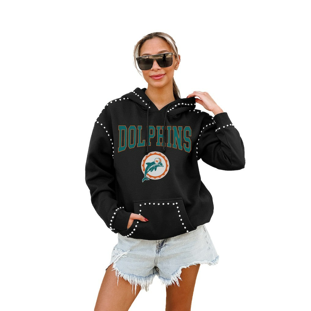 Miami Dolphins Gameday Couture Women's Studded Pullover Hoodie Black | NFL
