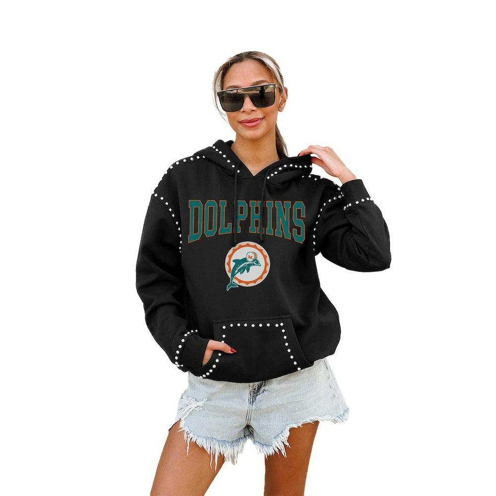 Miami Dolphins Gameday Couture Women's Studded Pullover Hoodie Black | NFL