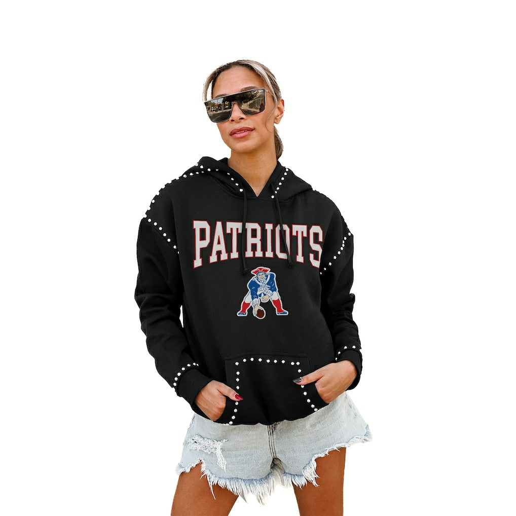 New England Patriots Gameday Couture Women's Studded Pullover Hoodie Black | NFL