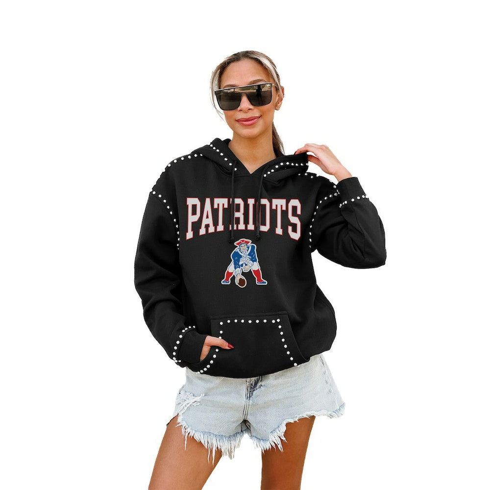New England Patriots Gameday Couture Women's Studded Pullover Hoodie Black | NFL