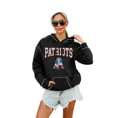 New England Patriots Gameday Couture Women's Studded Pullover Hoodie Black | NFL
