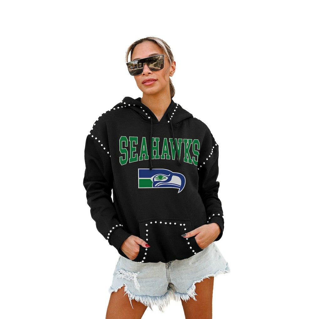 Seattle Seahawks Gameday Couture Women's Studded Pullover Hoodie Black | NFL