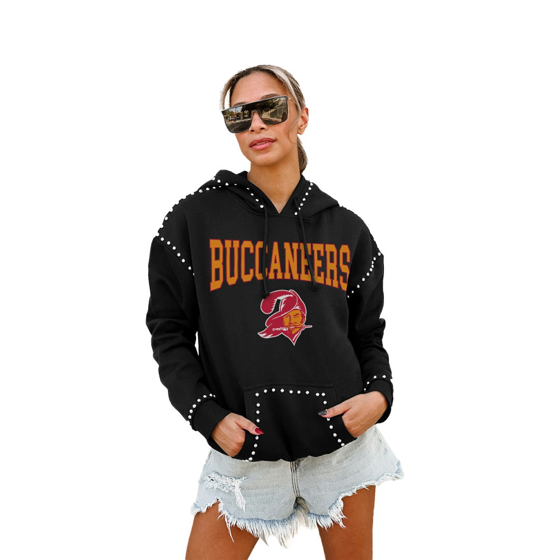 Tampa Bay Buccaneers Gameday Couture Women's Studded Pullover Hoodie Black | NFL