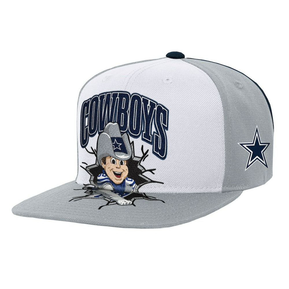Dallas Cowboys Youth Team Mascot Snapback Hat Gray | Mitchell & Ness