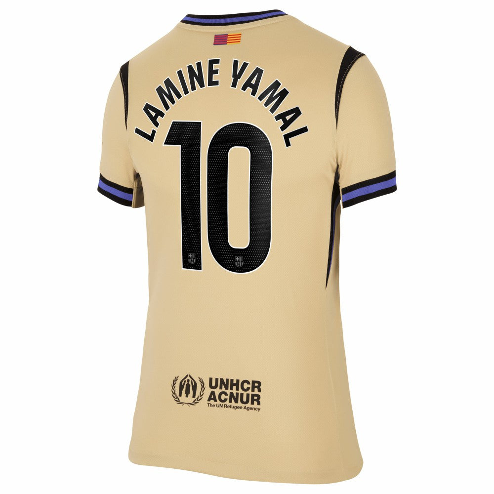 Lamine Yamal Barcelona Women's 2025/26 Away Stadium Replica Jersey Gold | Nike Sale
