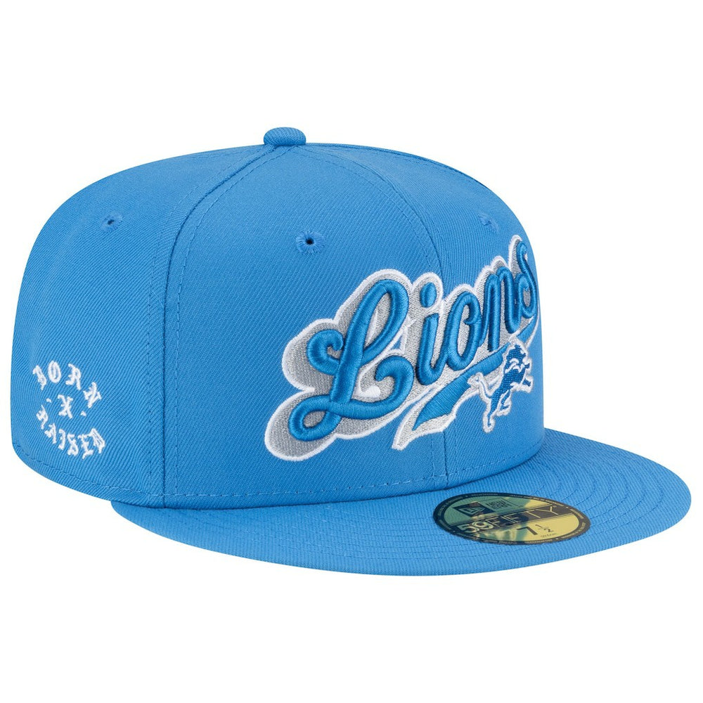 Detroit Lions New Era Born x Raised 59FIFTY Fitted Hat Blue | NFL