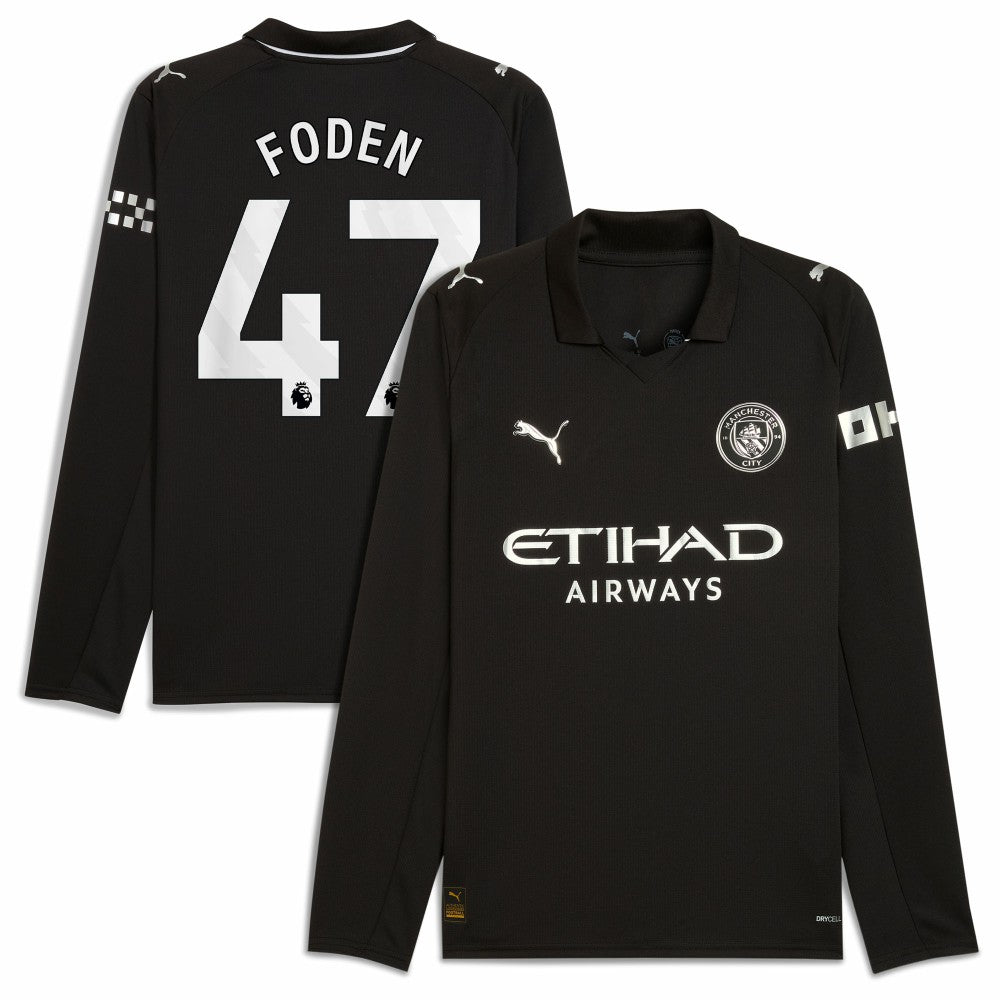 Phil Foden Manchester City Away 2025/26 Replica Long Sleeve Player Jersey Black | Puma online