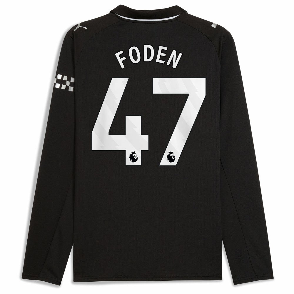 Phil Foden Manchester City Away 2025/26 Replica Long Sleeve Player Jersey Black | Puma online