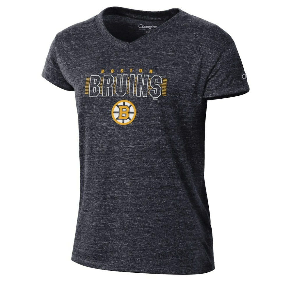Boston Bruins Champion Women's Tri-Blend V-Neck T-Shirt - Black - NHL