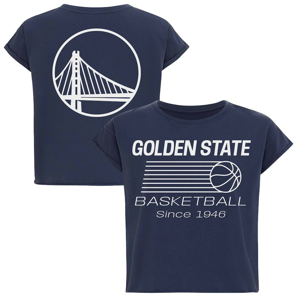 Golden State Warriors Sportiqe Women's Athletic Club Collection Alana Premium Cropped T-Shirt Blue - NBA