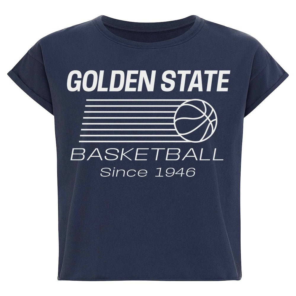 Golden State Warriors Sportiqe Women's Athletic Club Collection Alana Premium Cropped T-Shirt Blue - NBA