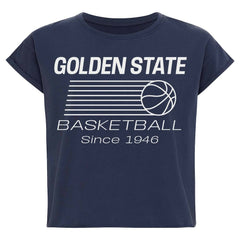 Golden State Warriors Sportiqe Women's Athletic Club Collection Alana Premium Cropped T-Shirt Blue - NBA