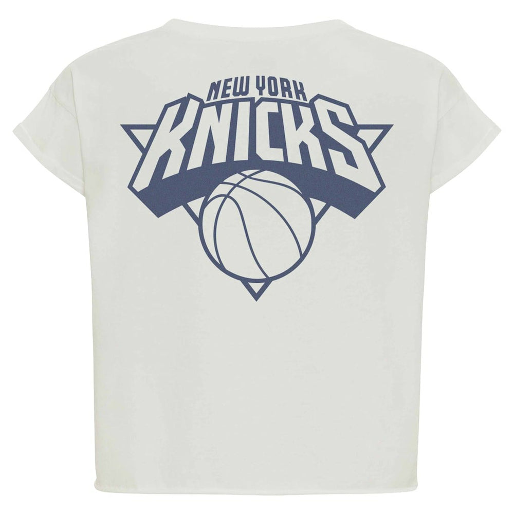 New York Knicks Sportiqe Women's Athletic Club Collection Alana Premium Cropped T-Shirt Cream - NBA