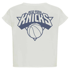 New York Knicks Sportiqe Women's Athletic Club Collection Alana Premium Cropped T-Shirt Cream - NBA