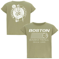Boston Celtics Sportiqe Women's Athletic Club Collection Alana Premium Cropped T-Shirt Kelly Green - NBA