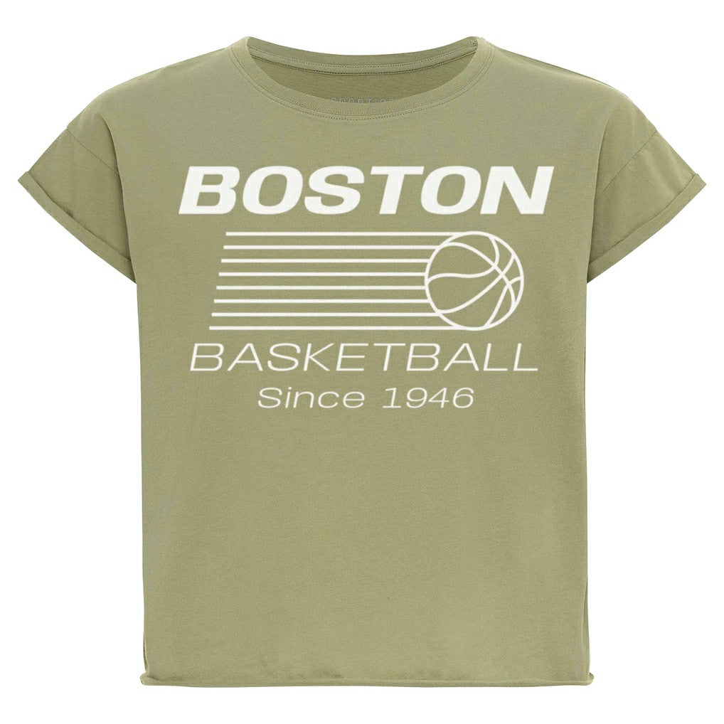 Boston Celtics Sportiqe Women's Athletic Club Collection Alana Premium Cropped T-Shirt Kelly Green - NBA